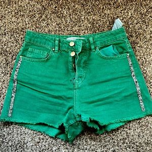 Zara green jean short
